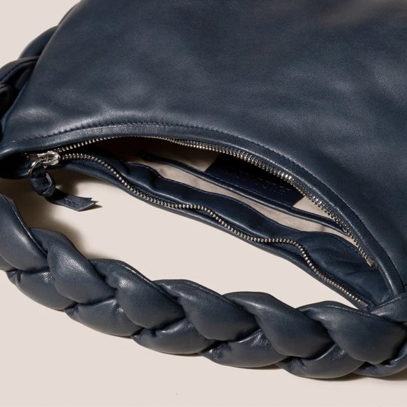 NWT Hereu - Espiga Lambskin Braided Handle Bag - Navy - Picture 6 of 10